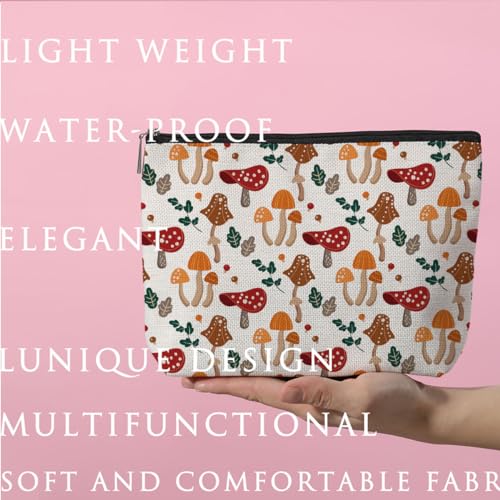 ZHAMEN Mushroom Gifts Cute Mushroom Stuff Makeup Bag Mushroom Accessories Mushroom Things Makeup Pouch for Women Cousin Sister Mushroom Lovers Mushroom Themed Gifts Cosmetic Bag Mushroom Party Favors