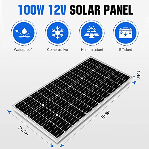 ECO-WORTHY 100 Watt 12 Volt Solar Panel Kit for RV Battery Boat Trailer Cabin Garden Shed Home: 100W Solar Panel+30A PWM Charge Controller+ Tray Cable + Z Mounting Brackets