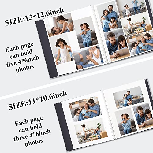 Vienrose Photo Album Self Adhesive 4x6 5x7 3x5 8x10 10x12 Scrapbook Album DIY Scrap Book with A Metallic Pen (13"x12.6" 60 Pages, White)