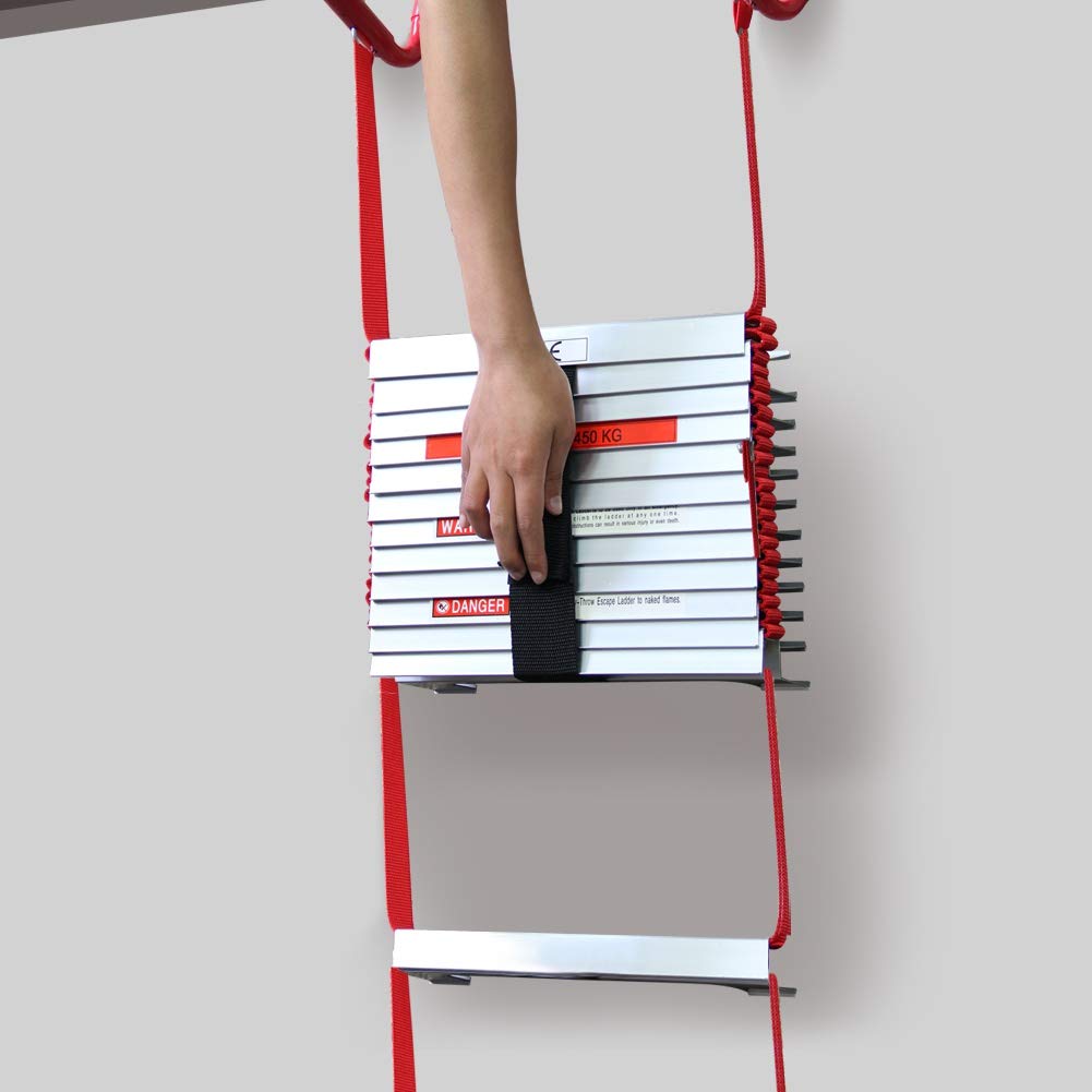 Hausse Retractable 3 Story Fire Escape Ladder, 25 Feet