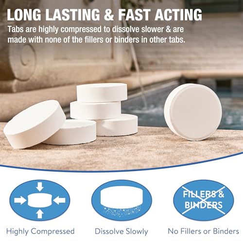 Doheny's 3 Inch Stabilized Chlorine Tablets | Pro-Grade Pool Sanitizer, Long Lasting, Slow Dissolving, 99% Pure Tri-Chlor, Individually Wrapped - 8lb