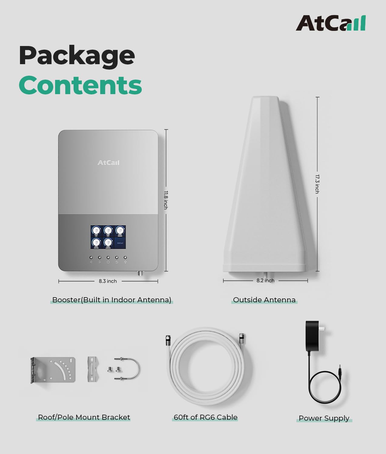 Cell Phone Booster for Home, Band 12/17/13/5/2/25/4/66, Up to 6,000 Sq Ft, Cell Phone Signal Booster with LCD Display 5G Compatible for All U.S. Carriers - Verizon AT&T T-Mobile, FCC Approved