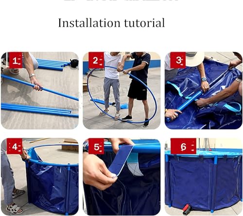 WANLIAN Pool Above Ground Canvas Fish Pond Circular Thickening Pool Belt frame Large Collapsible Outdoors Tarpaulin for koi pond Culture Agricultural Irrigation Water StorageTank4.9ftx3ft/1700L(1.5*1)