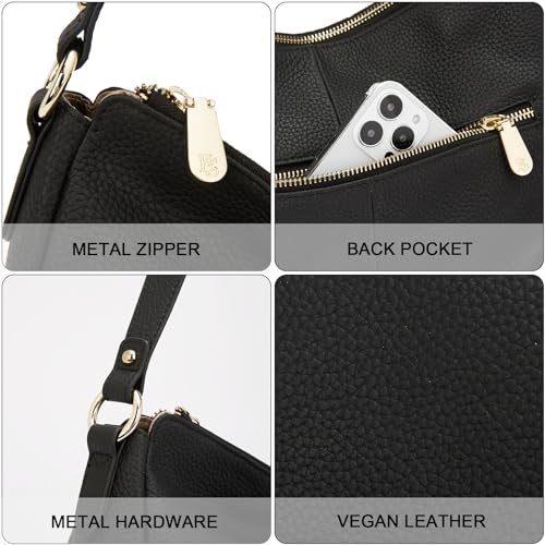BOSTANTEN Purses for Women Vegan Leather Shoulder Bag Designer Ladies Hobo Handbags Pocketbooks, Black