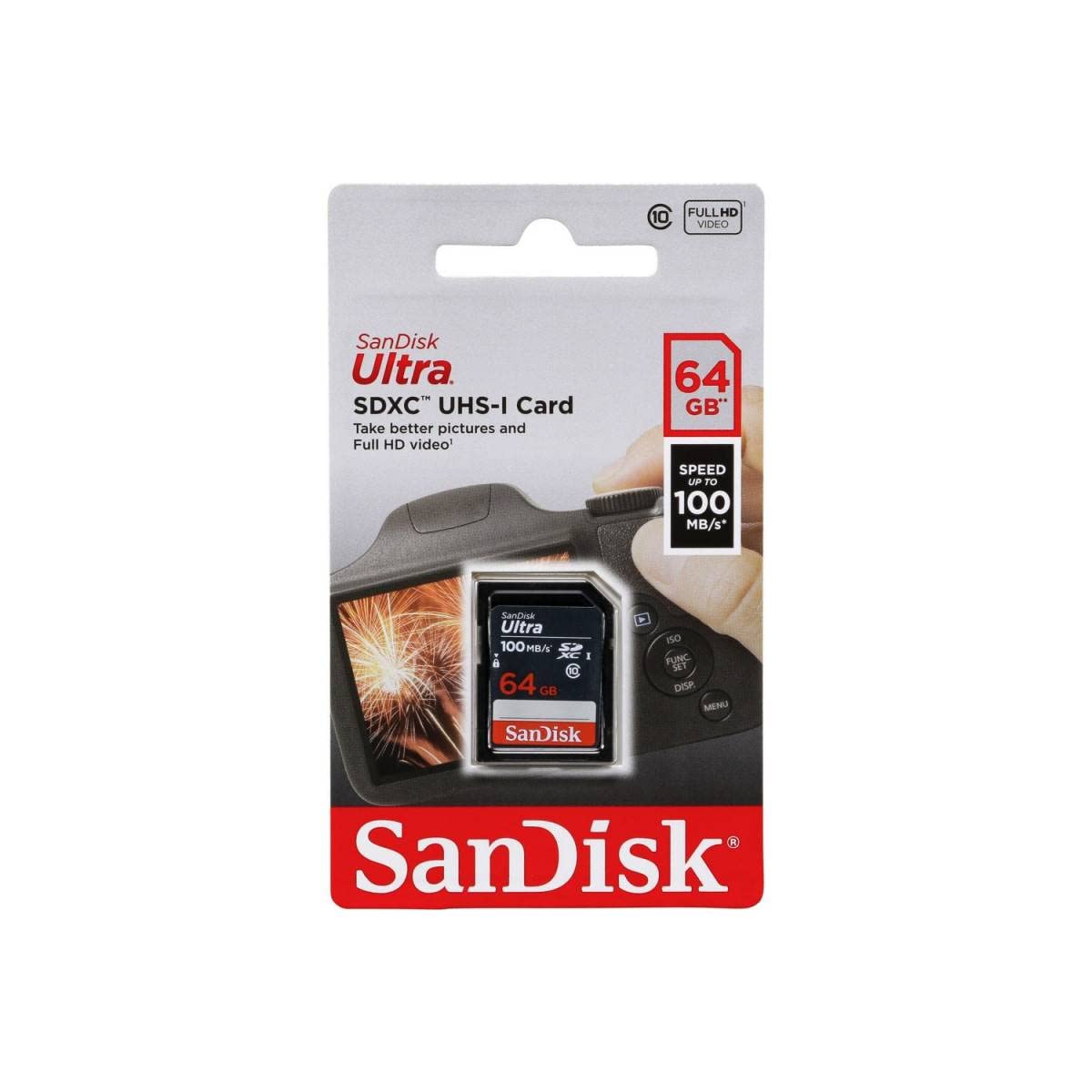 SanDisk 64GB Ultra SDXC UHS-I Memory Card - 100MB/s, C10, U1, Full HD, SD Card