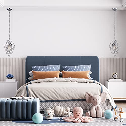 Edvivi Amorette Mini Chandelier Chrome Crystal Chandeliers, 1 Light Modern Elegant Glam Ceiling Light Fixture Chrome, Adjustable Hanging Lighting for Closet, Bedroom, Girls Room, Kitchen Island