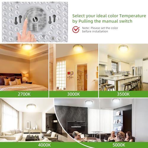 Hlite 36W 13inch LED Flush Mount Ceiling Light Fixture,2800LM Dimmable Light Fixtures Ceiling Mount 5000K/4000K/3500K/3000K/2700K LED Ceiling Light Flush Mount for Bedroom,Kitchen,Hallway (1Pack)