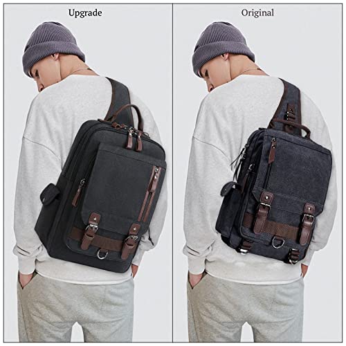 mygreen Retro Messenger Bag Canvas Shoulder Backpack Travel Rucksack Sling Bag Purple
