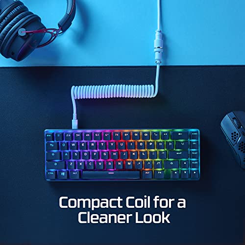 HyperX Coiled Cable - Durable Coiled Cable, Stylish Design, 5-Pin Aviator Connector, USB-C to USB-A - Grey