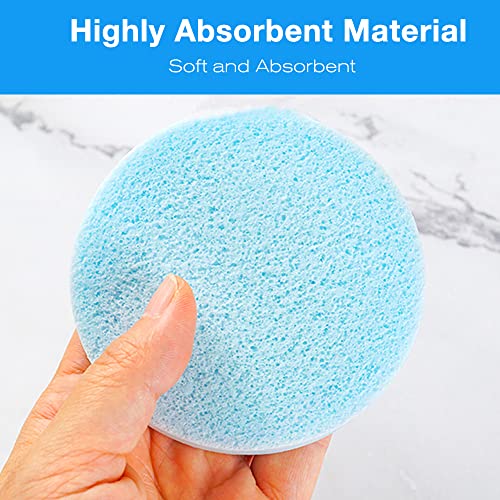 Facial Sponge Compressed Makeup Remover 60 Count Wash Pads Round Soft Face Cleansing Sponges for Woman Exfoliating Mask,Makeup Removal,Spa Cleaning,Blue