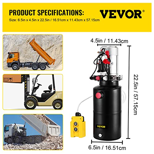 Mophorn 4 Quart Hydraulic Pump for Dump Trailer Hydraulic Power Unit 12V Hydraulic Pump Single Acting Dump Truck Hydraulic Pump(Plastic, 4 Quart/Single Acting)