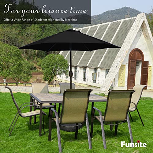 Funsite 9ft Patio Umbrella, UV Protect Pool Umbrella with Heavy Duty Pole, Ventilate Design Outdoor Umbrella with Push Botton Tilt & Crank Ideal for Garden, Lawn, Deck, Backyard&Pool, Grass Green