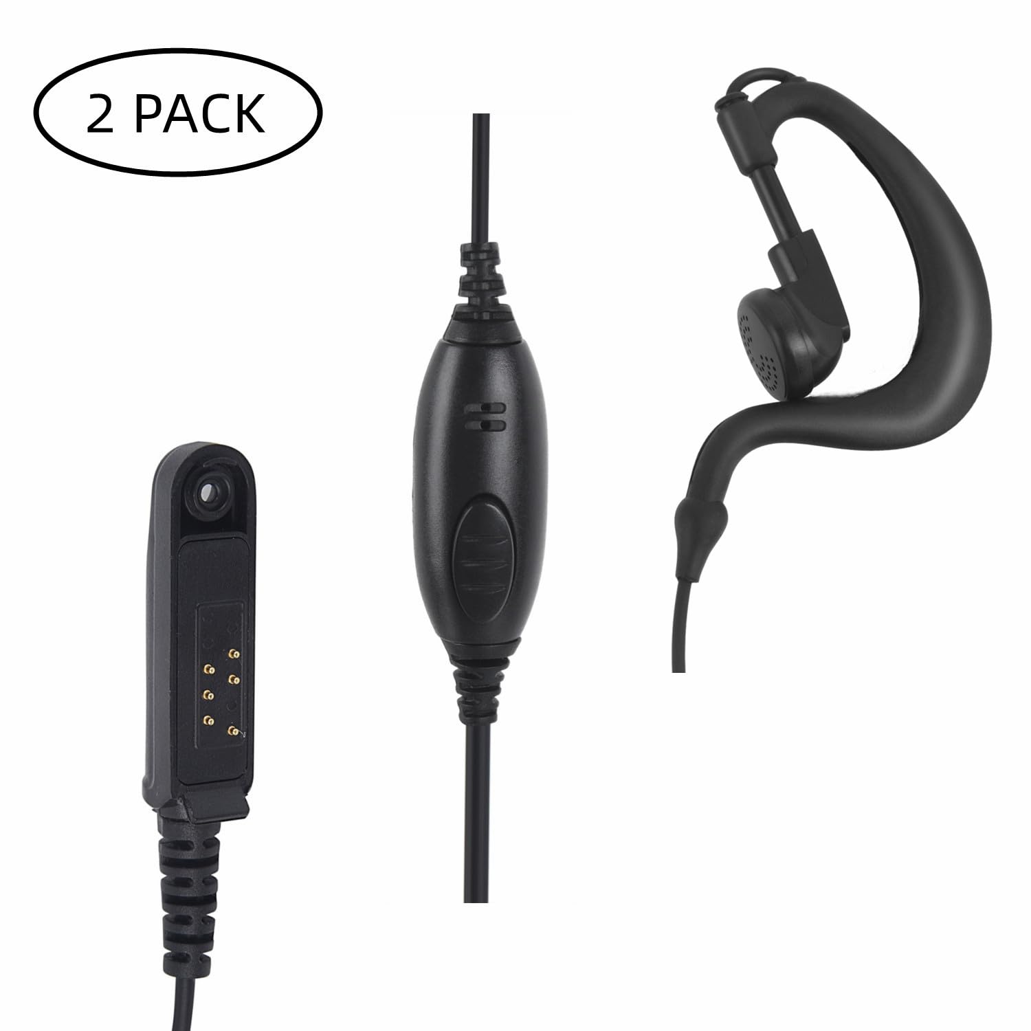 stdgove Two Way Radio Accessories 7 Pin Earpiece Ptt Headset Ear Piece with Mic Compatible for Baofeng uv 9r 9g pro Plus gmrs gmrs-9r uv9r uv-9r uv-9g gt-3wp Walkie Talkies(G Shape,2Pack)