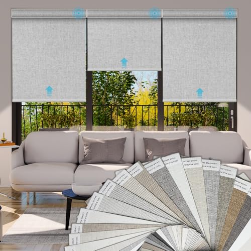 SmartWings Motorized Light Filtering Shades, Work with Matter Apple Homekit Z-Wave Alexa Google, 50% Blackout Transparent Smart Window Roller Shades with Remote Control Custom up 110"W X 138"H, Cocoa