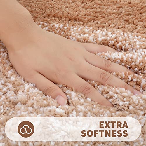 OLANLY Bathroom Rug Mat 59x24, Extra Soft and Absorbent Microfiber Bath Rugs, Non-Slip Plush Shaggy Bath Carpet Runner, Machine Wash Dry, Bath Mats for Bathroom Floor, Tub and Shower, Beige