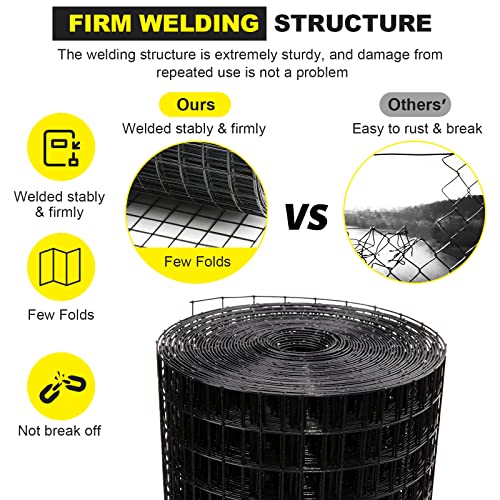 24'' x 50' 1.5inch Hardware Cloth 16 Gauge Black Vinyl Coated Welded Fence Mesh for Home and Garden Fence and Home Improvement Project