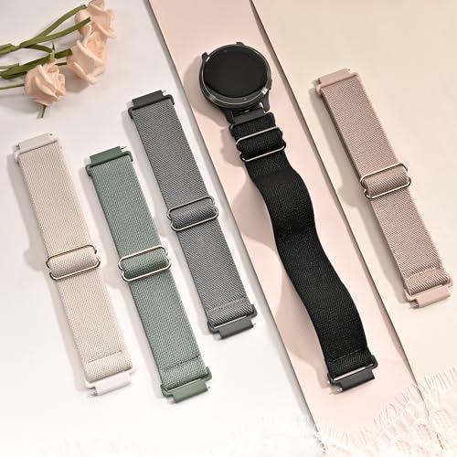 5 Pack Stretchy Nylon Watch Bands Compatible with Garmin Venu 3S/2S/Forerunner 265S,18mm Soft Elastic Fabric Adjustable Sport Strap for Garmin Vivoactive 4S/Forerunner 255S/255S Music Women Men