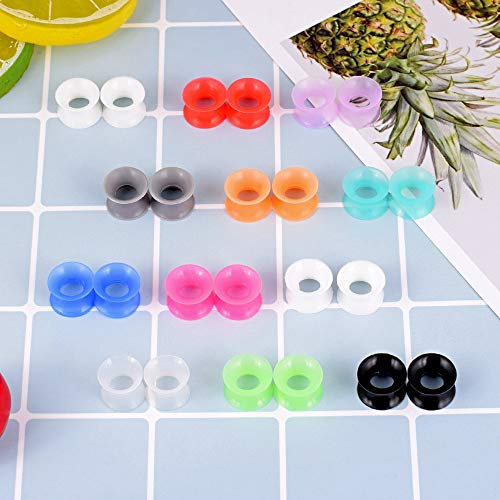 YOFANST 56pcs Colorful Silicone Ear Gauges Double Flared Ear Tunnels Set Stretchers Expander Ear Piercing Jewelry 16mm