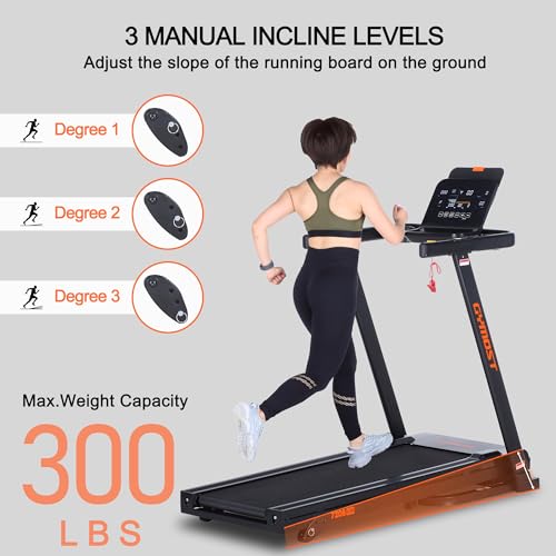 GYMOST Treadmills for Home 2.5HP Folding Treadmill with LCD Display,Incline Treadmill 300 LBS Weight Capacity for Walking and Running