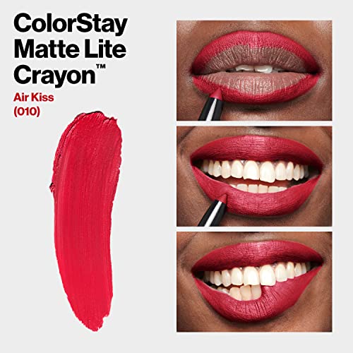 REVLON ColorStay Matte Lite Crayon Lipstick with Built-in Sharpener, Smudge-proof, Water-Resistant Non-Drying Lipcolor, 010 Air Kiss, 0.049 oz