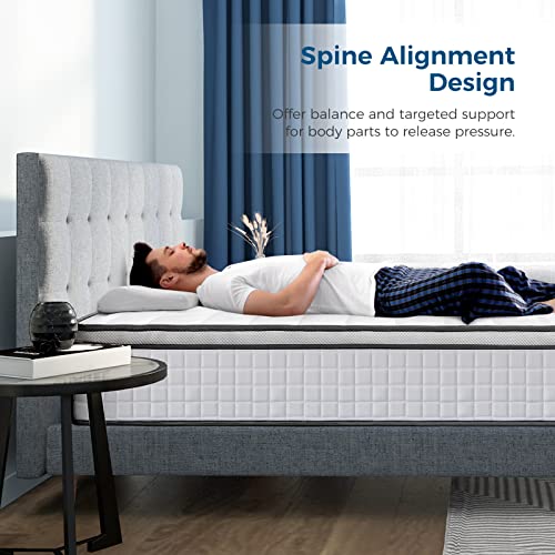 Inofia Twin Mattress, 10 Inch Twin Size Hybrid Mattress with Cool Memory Foam, Breathable Comfortable Single Mattress, Motion Isolating Individually Wrapped Coils, Supportive&Pressure Relief