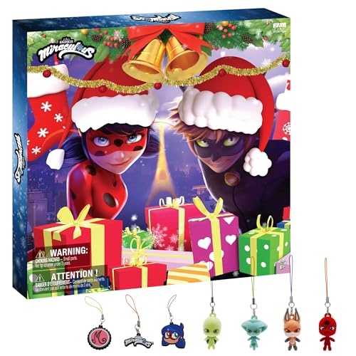 Miraculous Ladybug Advent Kwami Calendar - 24 Days of Miniature Kwamis & Seasonal Charms - Christmas Countdown Calendar with Hooks & Ribbons, Festive Collectible Toys for Kids Holiday Joy