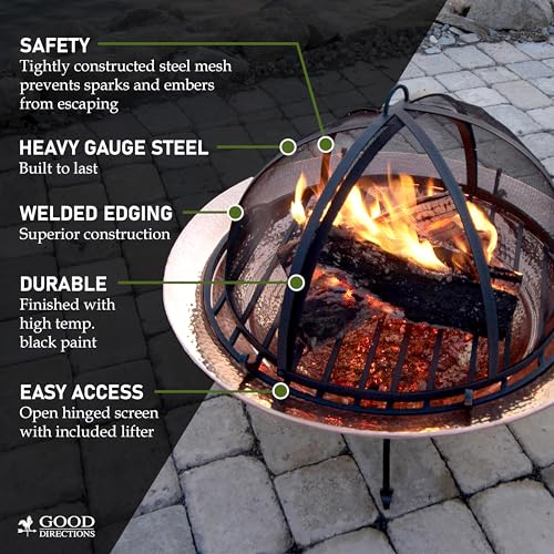 Good Directions 774 Heavy Duty Pit Spark Fire Screen Hinged for Easy Access, 24 Inch