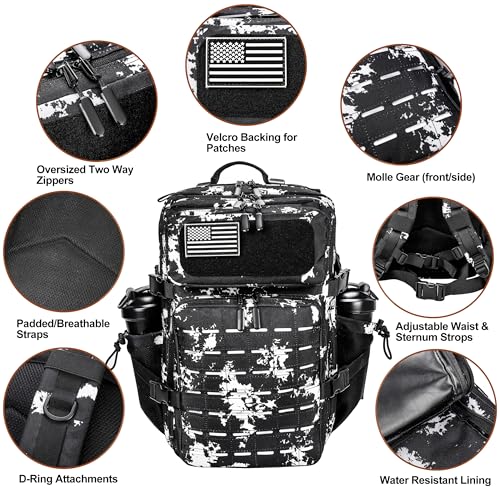 LHI Tactical Military Backpack for Men and Women 45L Large Molle Army Assault Pack 3 Day Travel Backpacks - Army Green