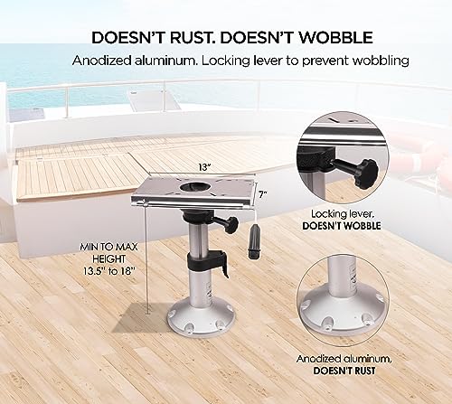 Adjustable Boat Seat Pedestal Boat Seats and Pedestals Boat Seat Pedestals and Bases with Slide and Swivel for Locking Boat Seats Captain Chair 13.5 to 18 Inches Height
