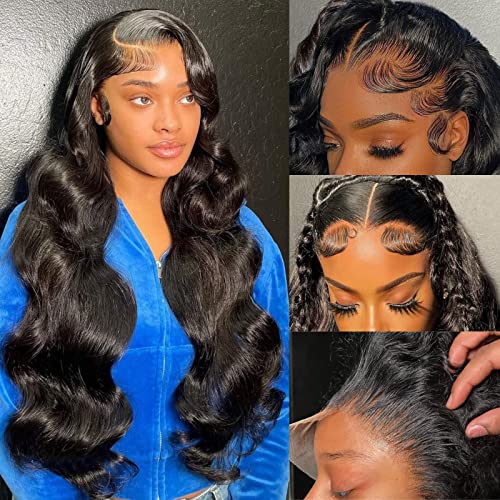 Ghios 13x4 Body Wave Lace Front Wigs Human Hair 180 Density Hd Lace Front Wigs Human Hair Body Wave Wigs Brazilian Human Hair Pre Plucked with Baby Hair for Women 22 Inch
