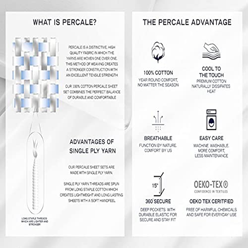 Nautica - Twin XL Sheets, Cotton Percale Bedding Set, Coastal Home Decor, Dorm Room Essentials (Woodblock Fish Blue, Twin XL)