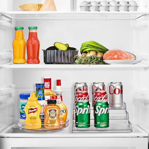 Sorbus Pantry Spice organizer Set, 3-Tier Seasoning Organizer for Cabinet (2 Pack) and Lazy Susan Spice Rack Turntable 9-Inch, Spice Organization for Cabinet, Condiment Organizer Pantry & Refrigerator