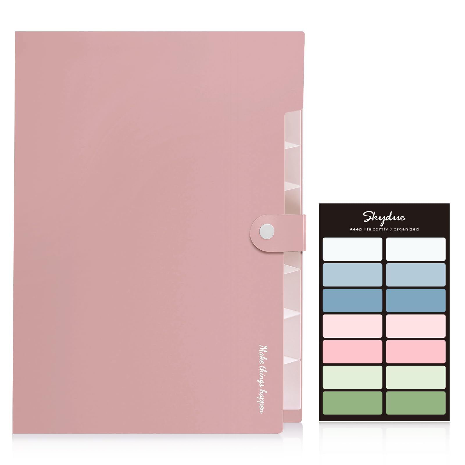 SKYDUE 8 Pockets Expanding File Folders, Accordion Folders, Portable Paper Bill Receipt Organizer, Letter Size, Home College School Office Supplies, Pink