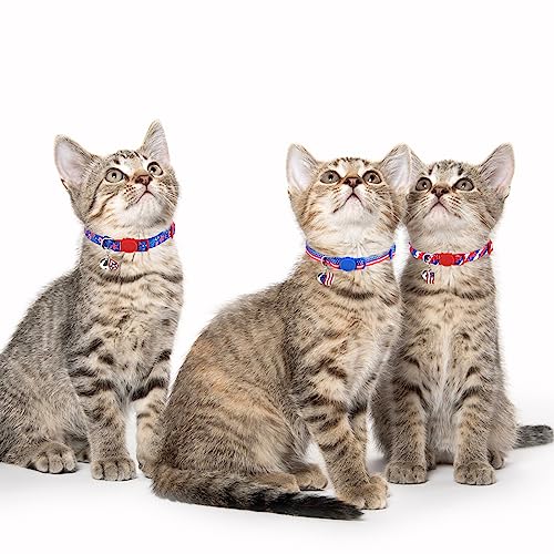 SCENEREAL Birthday Cat Collars Breakaway with Bells, 3 Pack Adjustable Cat Collars for Boy and Girl, Cute Cat Collar for Kitten Cats, Birthday Collar with Cake and Donut Jewelry