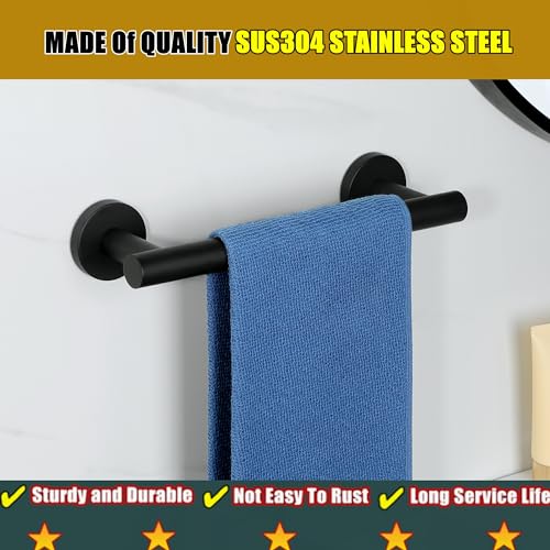 Alise Bath Towel Bar,Black Towel Holder Towel Racks for Bathroom Lavatory,12 Inch SUS304 Stainless Steel Towel Hanger Wall Mount Towel Rail,Matte Black GYT2530-B