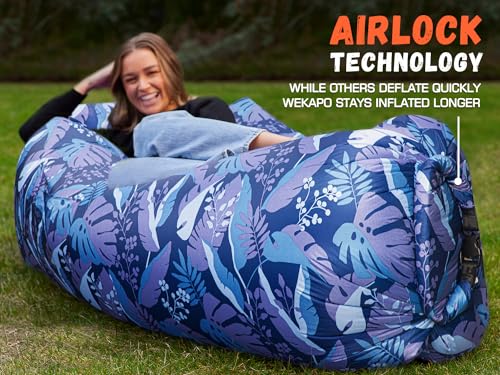 WEKAPO Inflatable Couch Air Lounger Chair - Camping & Beach Accessories, Portable Blow up Sofa for Hiking, Lawn, Indoor/Outdoor Movies & Music Festivals. Lightweight and Easy to Set Up Air Hammock, Palma