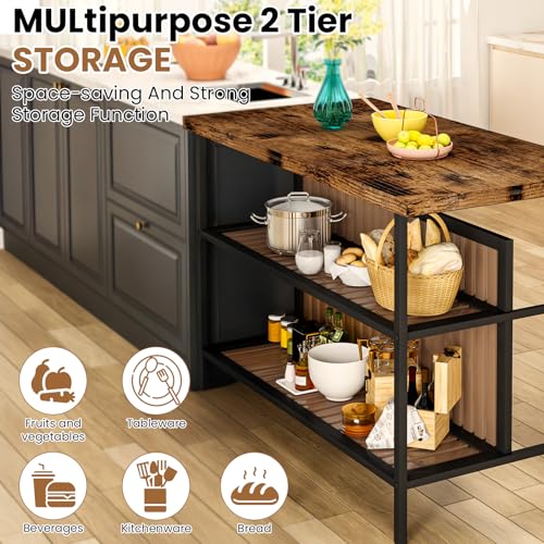 DKLGG Dining Table Set for 2 with Storage, Modern Kitchen Island with Seating 3 Piece Kitchen & Dining Room Sets Island Table for Small Space, Apartment, Home Bar, Brown