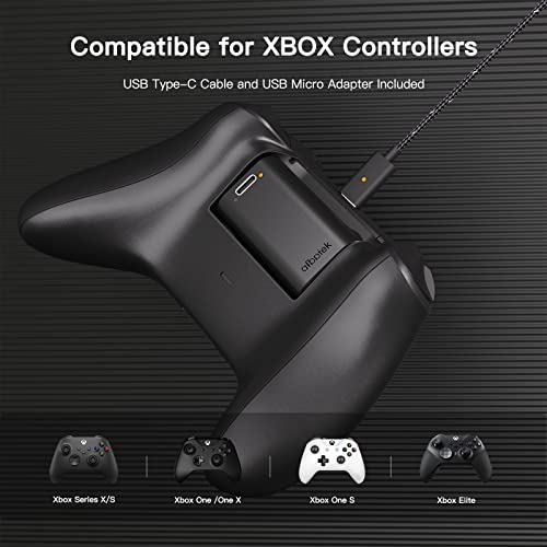 2 Pack Rechargeable Battery Pack, Xbox Series X/S Controller Game Accessories with Fast Charger and 10FT USB-C Charging Cable, Compatible with Xbox one/s/x/Elite Controller, Afbptek