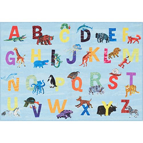 Home Dynamix Eric Carle Elementary Pink Alphabet Kids Machine Washable Area Rug Pink/Blue, 35"x51"