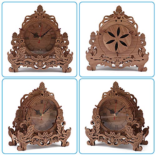 OWNONE1 Wooden 3D Puzzle Clock Model Kit for Adults, DIY Desk Clock, Dark Wooden 3D Puzzles, Crafts Gifts for Kids Children