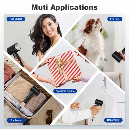 Professional Hair Dryer - 130000 RPM High Speed Brushless Motor Negative Ionic Blow Dryer for Fast Drying, Low Noise Thermo-Control Hairdryer with Magnetic Diffuser & Nozzle for Home Travel