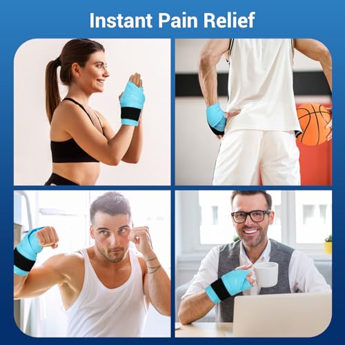 Comfytemp Larger Wrist Ice Pack Wrap for Carpal Tunnel Relief, FSA HSA Eligible, Reusable Longer Gel Wrist Brace Hot Cold Compression for Hand Pain Injury, Achilles Tendonitis, Arthritis, Surgery Gift