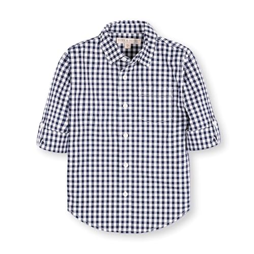 Hope & Henry Boys Boys' Organic Long Sleeve Seersucker Button Down Shirt, X-Large, Classic Blue Gingham