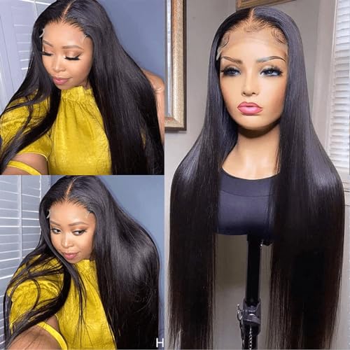 AGADES Glueless Wigs Human Hair Pre Plucked Pre Cut 5X5 Lace Closure Wigs Wear and Go Wig Human Hair Density 180 Straight Lace Front Wigs Human Hair Brazilian Virgin Human Hair Wig For Women 18 Inch
