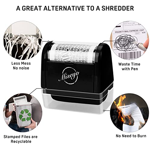 Miseyo Wide Roller Stamp Identity Theft Stamp 1.5 Inch Perfect for Privacy Protection - Black