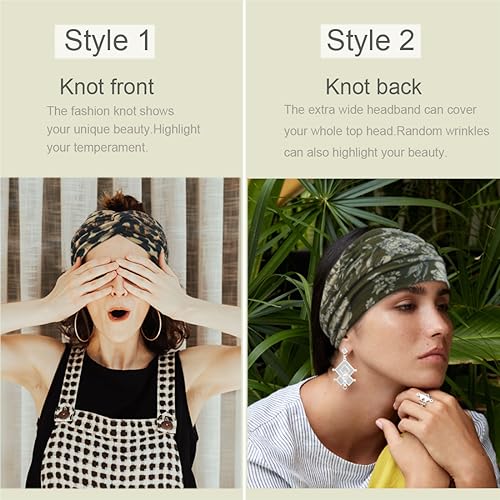 Sefiinh Boho Extra Wide Headbands For Women 7'' Large Headband Twist Head Bands Women's Hair Band Stretchy Turban Styling Accessories 8 Pack