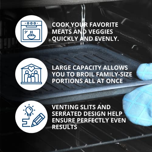General Electric GE Appliances Broiler Pan with Rack for Oven, Non-Stick Pan, 2 Piece Black Porcelain Coated Carbon Steel Roasting Pan, Durable and Dishwasher Safe, WB48X10056, Genuine GE OEM Part