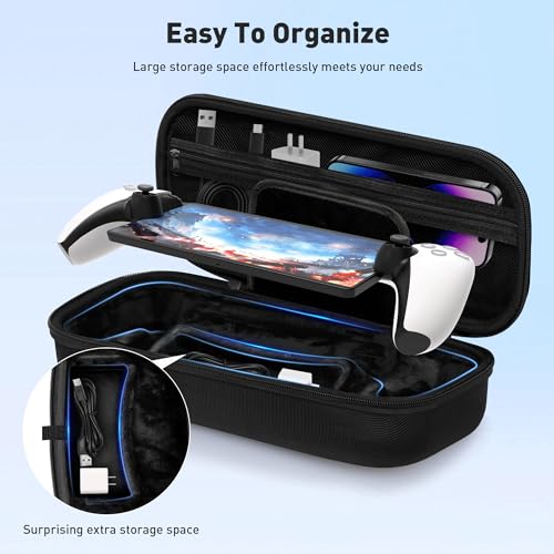 Foluck 3 in 1 Accessoris Set Compatible with Playstation Portal, EVA Carrying Case for PS5 Portal, Soft Silicone Protective Cover, 2 Pack Screen Protector, Ps Portal Accessories