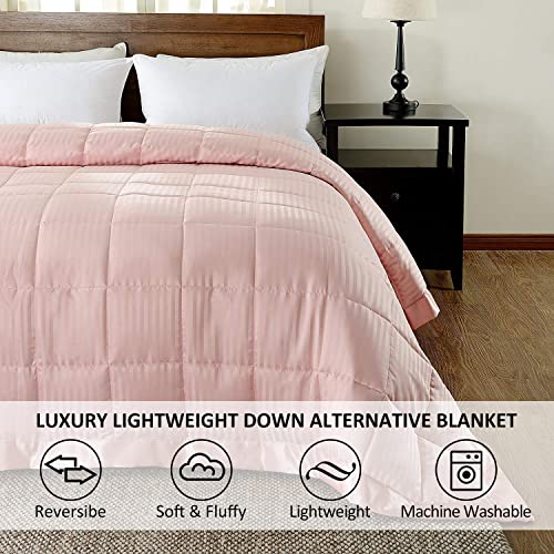 downluxe King Size Blanket with Satin Trim, Lightweight Down Alternative King Blanket for All Season, Machine Washable (Navy, 90x108 Inch)