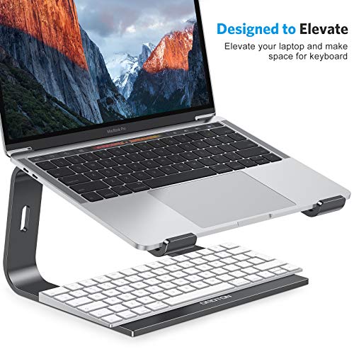 OMOTON Laptop Stand, Detachable Laptop Mount, Aluminum Laptop Holder Stand for Desk, Compatible with MacBook Air/Pro, Dell, HP, Lenovo and All Laptops (11-16 inch), Black